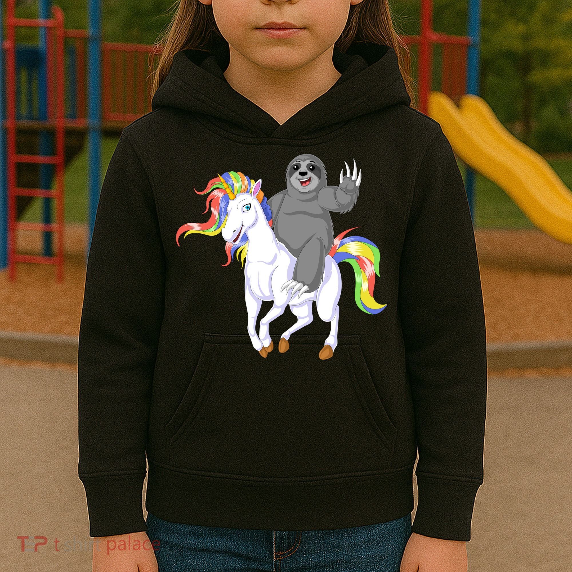 Sloth Riding Unicorn Kids Hoodie
