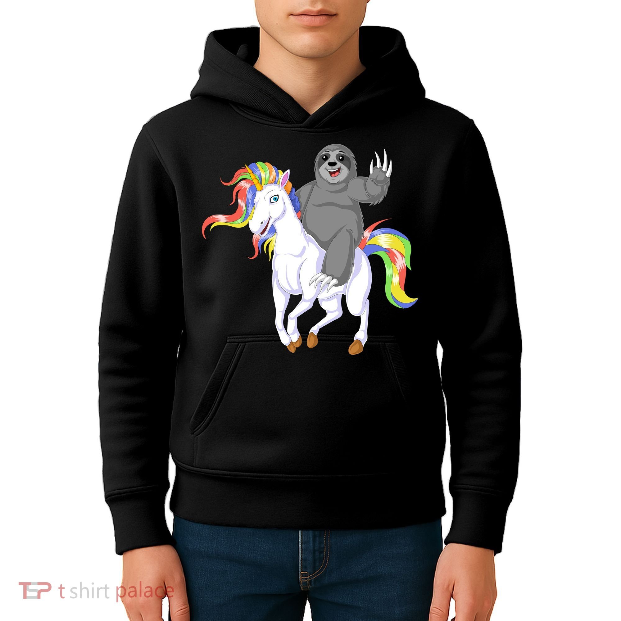 Sloth Riding Unicorn Kids Hoodie