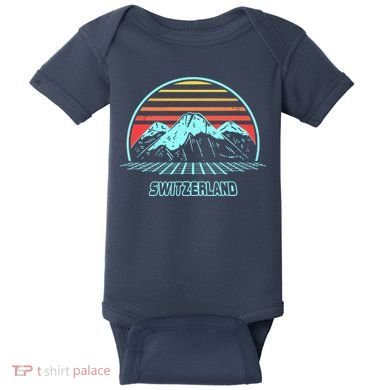 Switzerland Retro Vintage 80s Style Baby Bodysuit