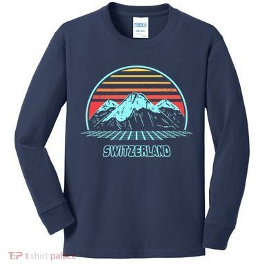 Switzerland Retro Vintage 80s Style Kids Long Sleeve Shirt