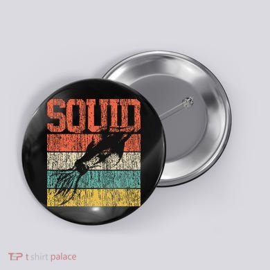 Squid Retro Vintage Marine Biologist Button