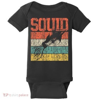 Squid Retro Vintage Marine Biologist Baby Bodysuit