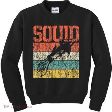 Squid Retro Vintage Marine Biologist Kids Sweatshirt