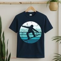 Snowboard Retro Vintage Cool Snowboarding Blue Sunset T-Shirt thumb 2