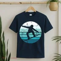 Snowboard Retro Vintage Cool Snowboarding Blue Sunset T-Shirt thumb 2