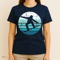 Snowboard Retro Vintage Cool Snowboarding Blue Sunset T-Shirt thumb 4