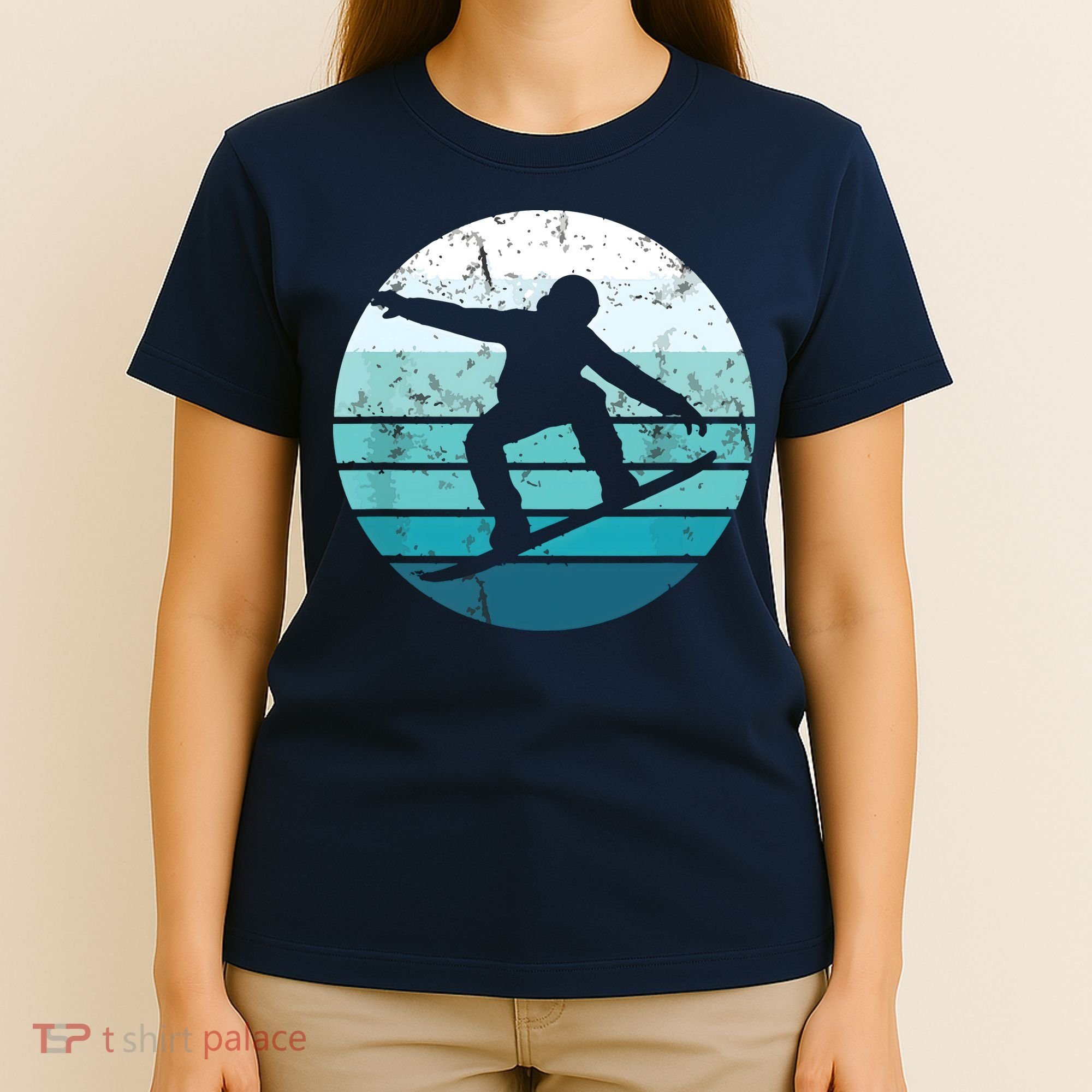 Snowboard Retro Vintage Cool Snowboarding Blue Sunset T-Shirt