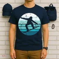 Snowboard Retro Vintage Cool Snowboarding Blue Sunset T-Shirt thumb 6