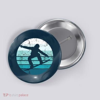 Snowboard Retro Vintage Cool Snowboarding Blue Sunset Button