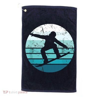 Snowboard Retro Vintage Cool Snowboarding Blue Sunset Golf Towel