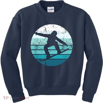 Snowboard Retro Vintage Cool Snowboarding Blue Sunset Kids Sweatshirt
