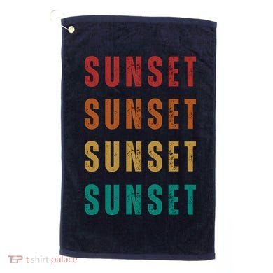 Sunset Retro Vintage Summer Golf Towel