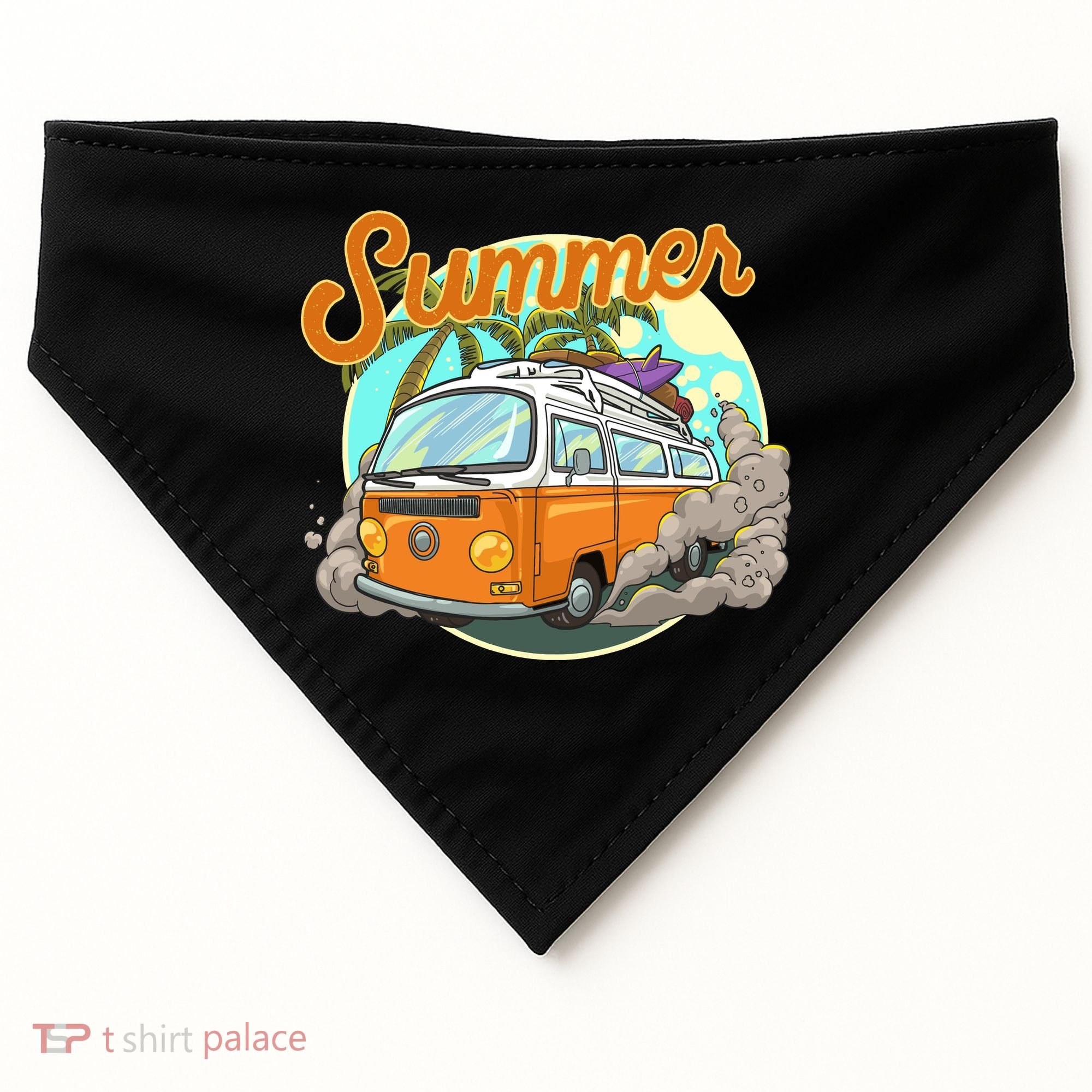 Summer Retro Van Tropical USA-Made Doggie Bandana