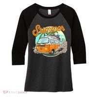 Summer Retro Van Tropical Women's Tri-Blend 3/4-Sleeve Raglan Shirt thumb 0