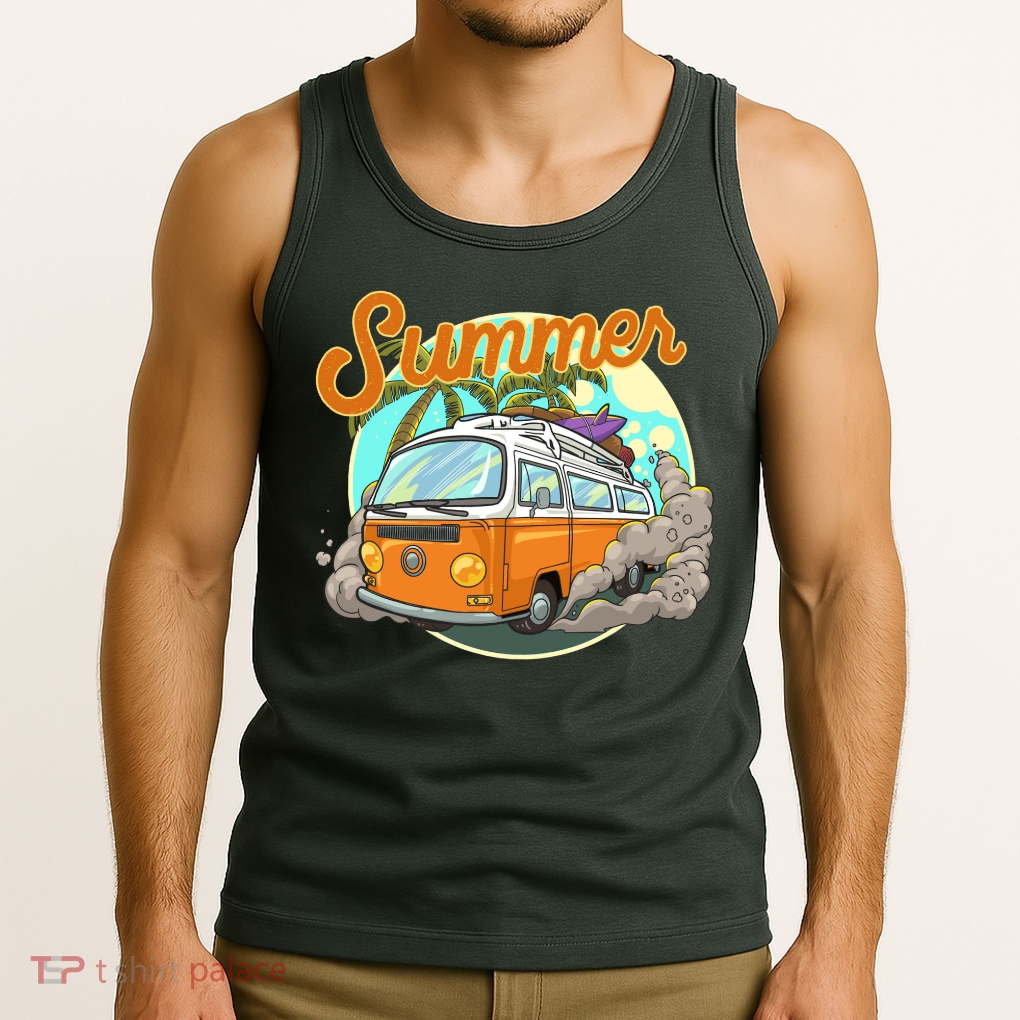 Summer Retro Van Tropical Tank Top