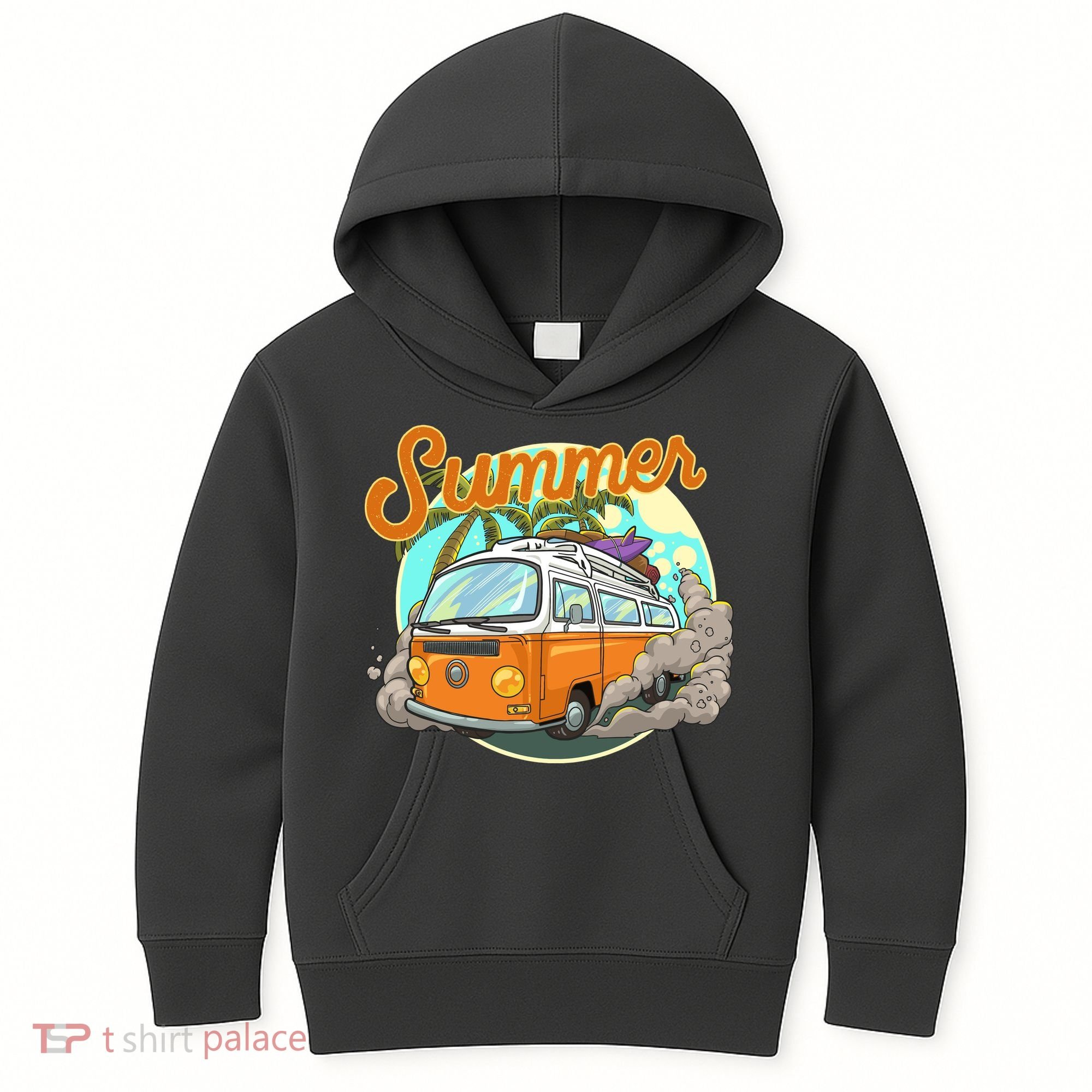 Summer Retro Van Tropical Kids Hoodie