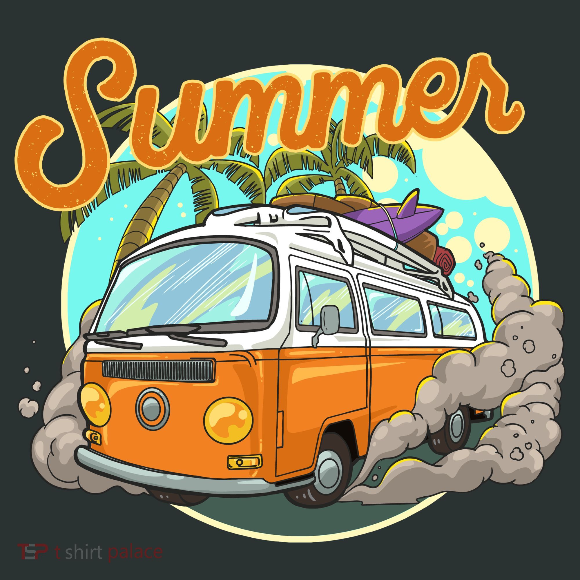 Summer Retro Van Tropical Kids Hoodie