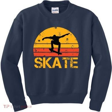 Skateboarder Retro Vintage Skateboarding Kids Sweatshirt