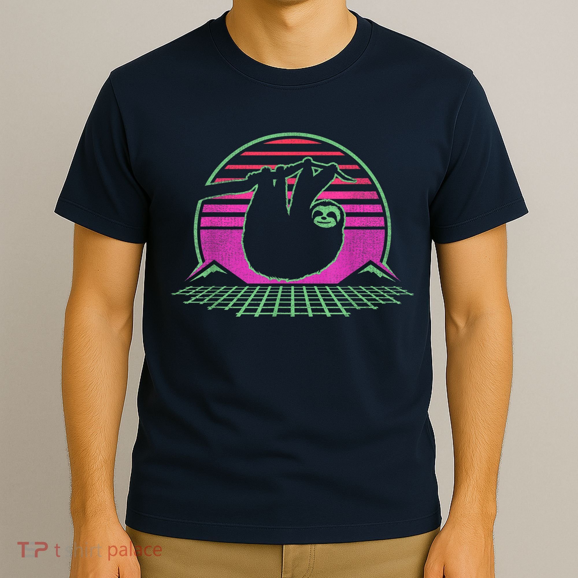 Sloth Retro Vintage 70s Sloths Lazy Hiking Running Team Funny T-Shirt