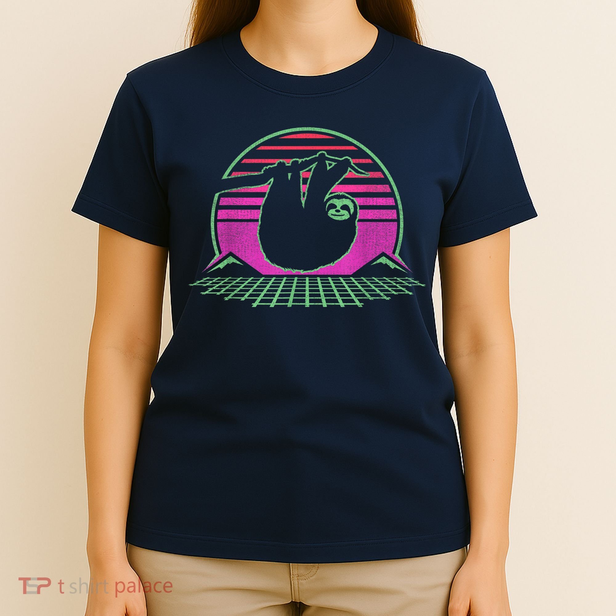 Sloth Retro Vintage 70s Sloths Lazy Hiking Running Team Funny T-Shirt