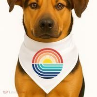 Sunset Retro Waves USA-Made Doggie Bandana thumb 1