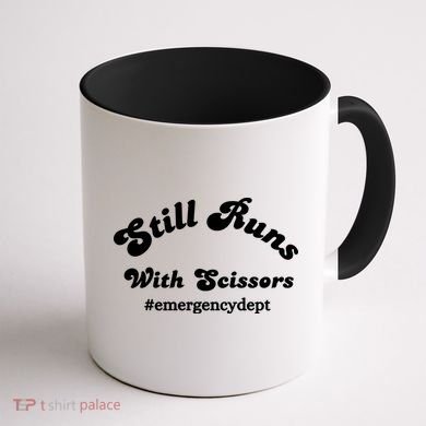 Still Runs With Scissors Funny Nurse Emergency Room Coffee Mug back