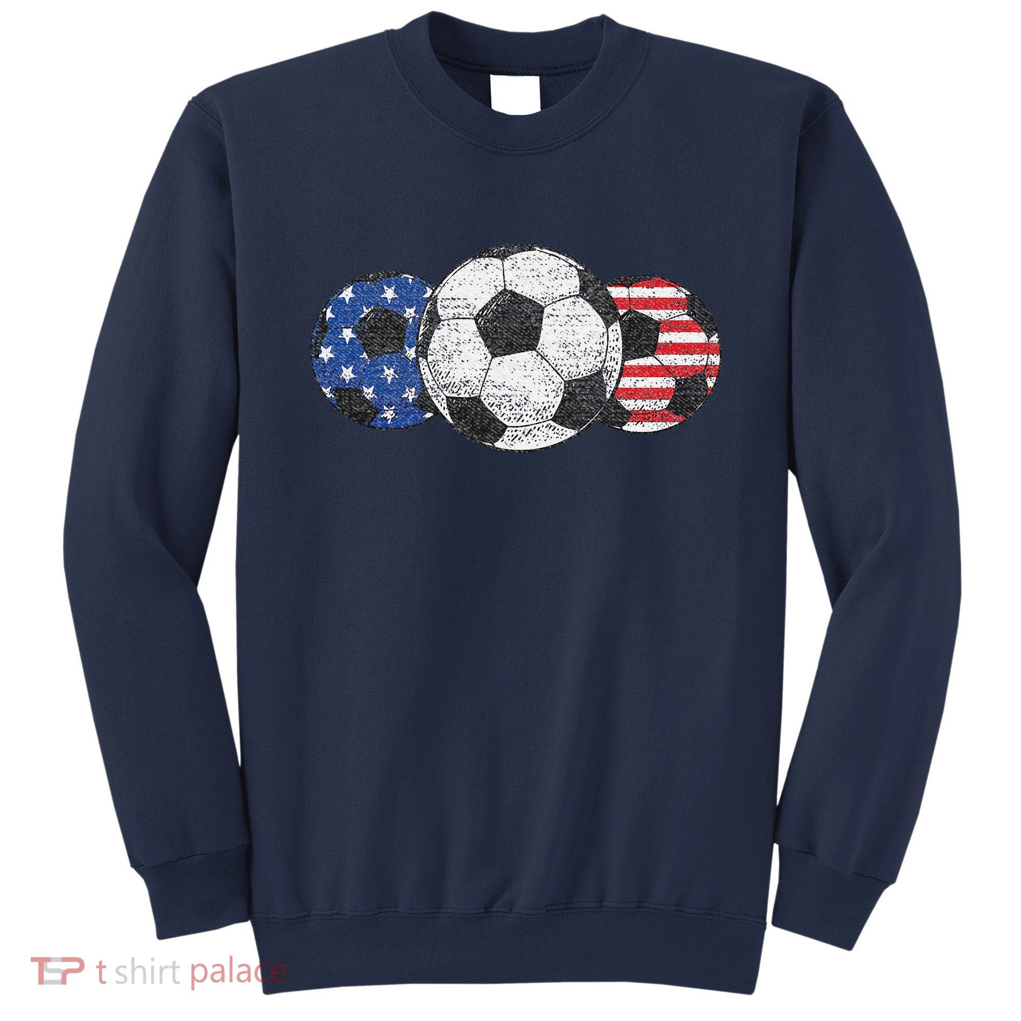 Soccer Red White Blue American Flag 4th Of July Sweatshirt