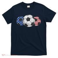 Soccer Red White Blue American Flag 4th Of July T-Shirt thumb 0