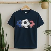 Soccer Red White Blue American Flag 4th Of July T-Shirt thumb 2