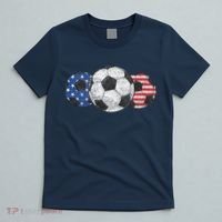 Soccer Red White Blue American Flag 4th Of July T-Shirt thumb 5