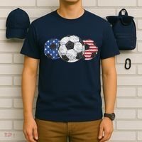 Soccer Red White Blue American Flag 4th Of July T-Shirt thumb 6
