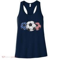 Soccer Red White Blue American Flag 4th Of July Women's Tank Top thumb 0