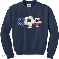 Soccer Red White Blue American Flag 4th Of July Kids Sweatshirt thumb 0