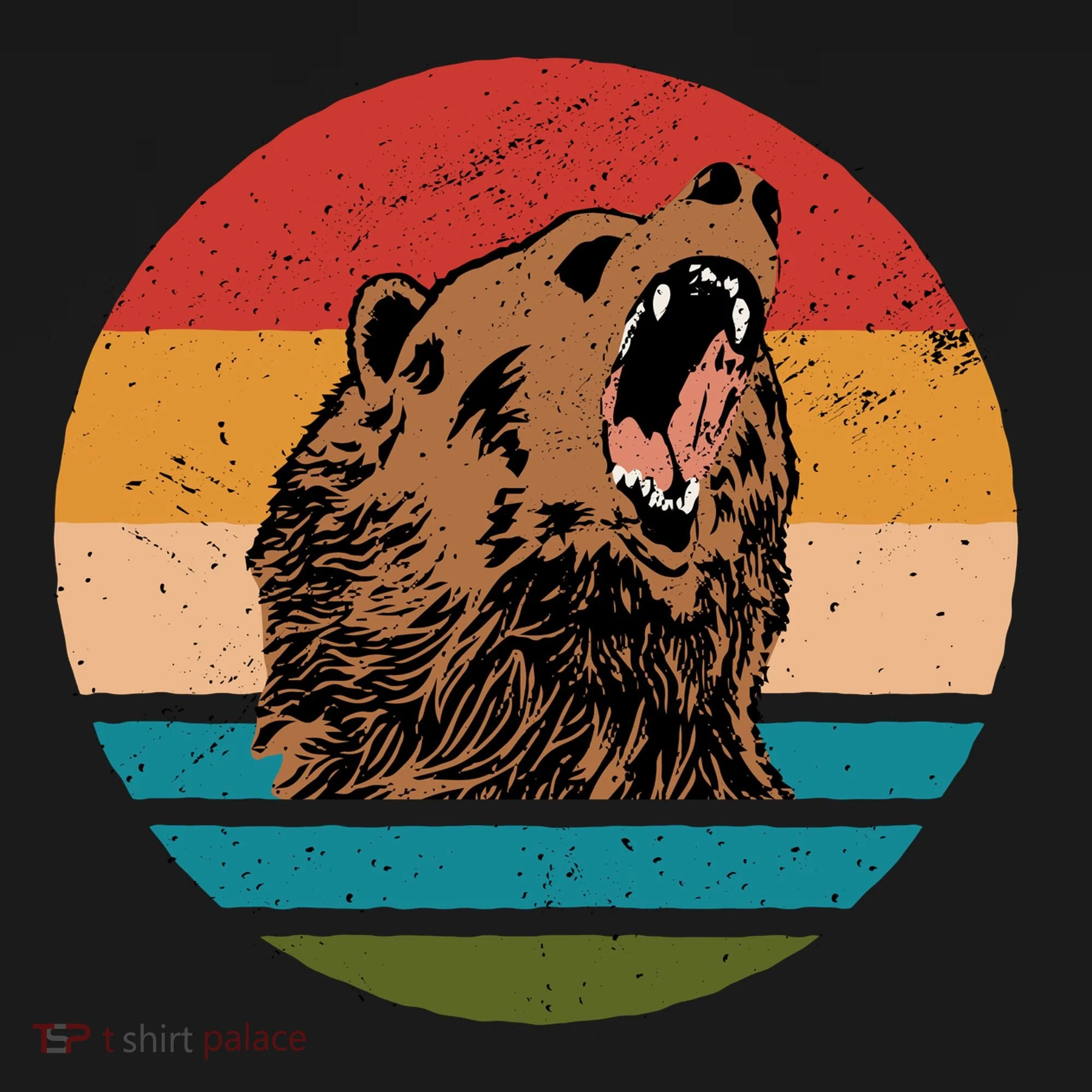 Sunset Retro Wild Bear Doggie Tank