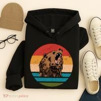 Sunset Retro Wild Bear Hoodie thumb 4