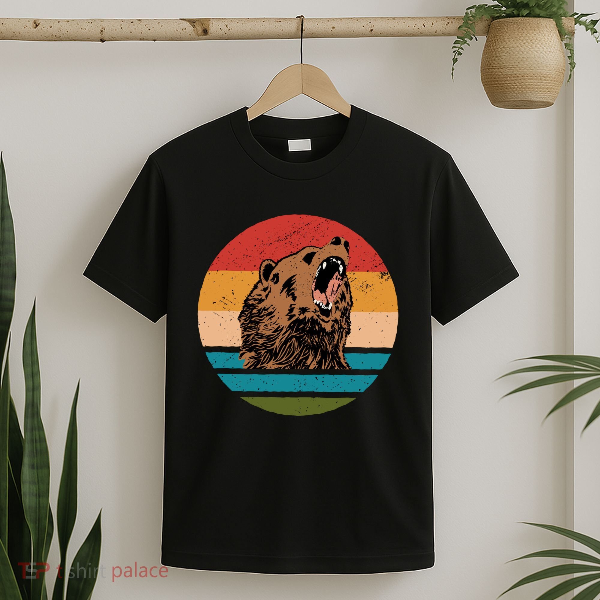 Sunset Retro Wild Bear T-Shirt