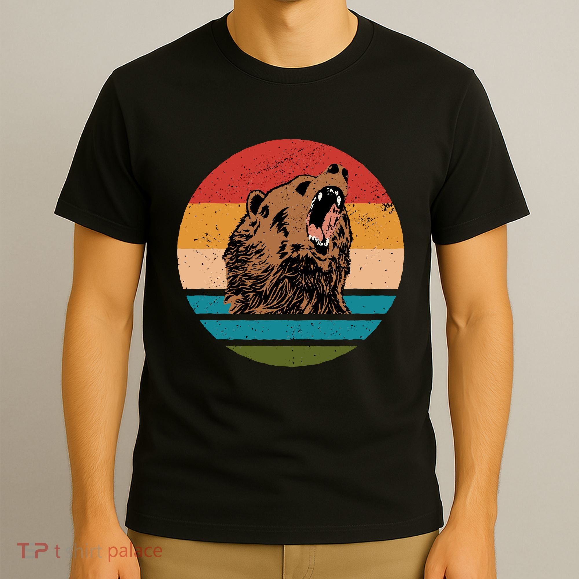 Sunset Retro Wild Bear T-Shirt