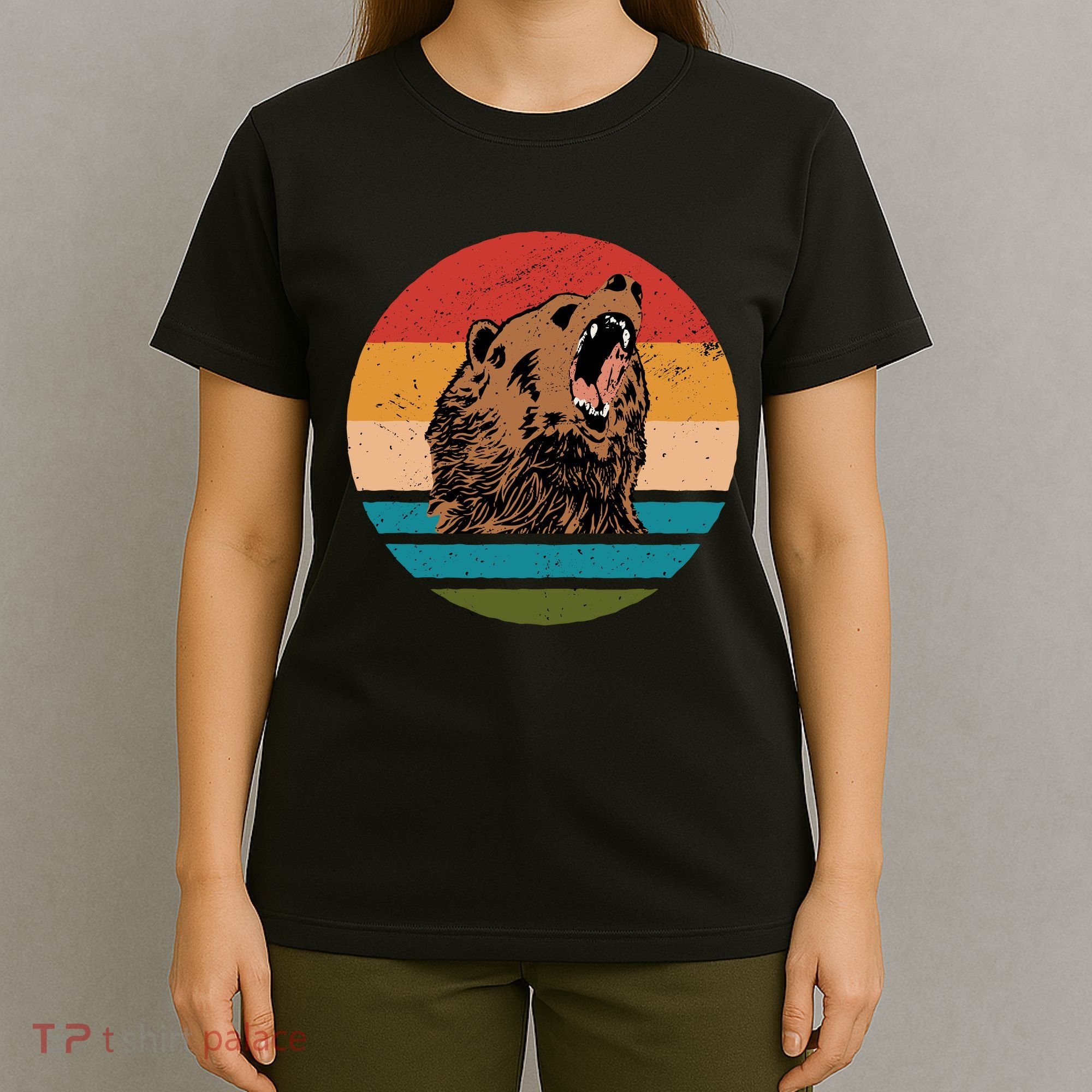 Sunset Retro Wild Bear T-Shirt