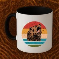 Sunset Retro Wild Bear Coffee Mug thumb 2