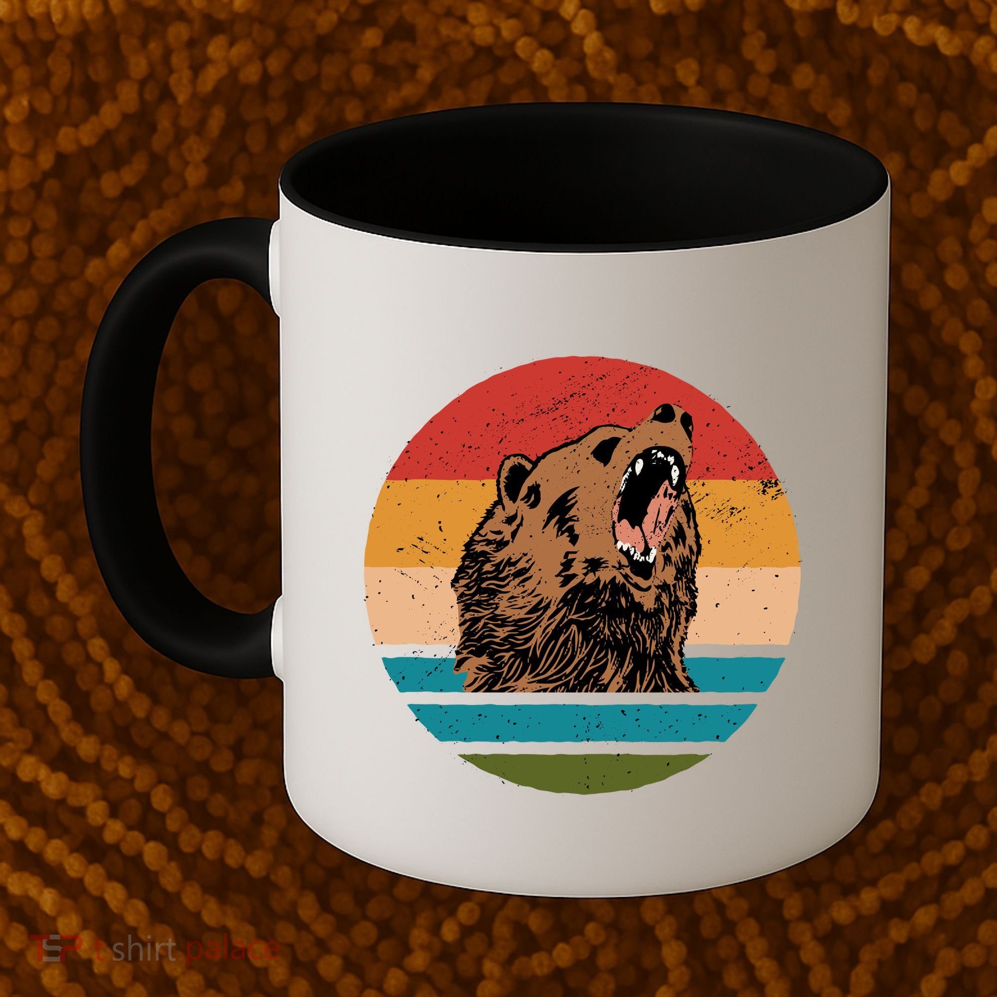 Sunset Retro Wild Bear Coffee Mug