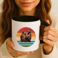 Sunset Retro Wild Bear Coffee Mug thumb 3