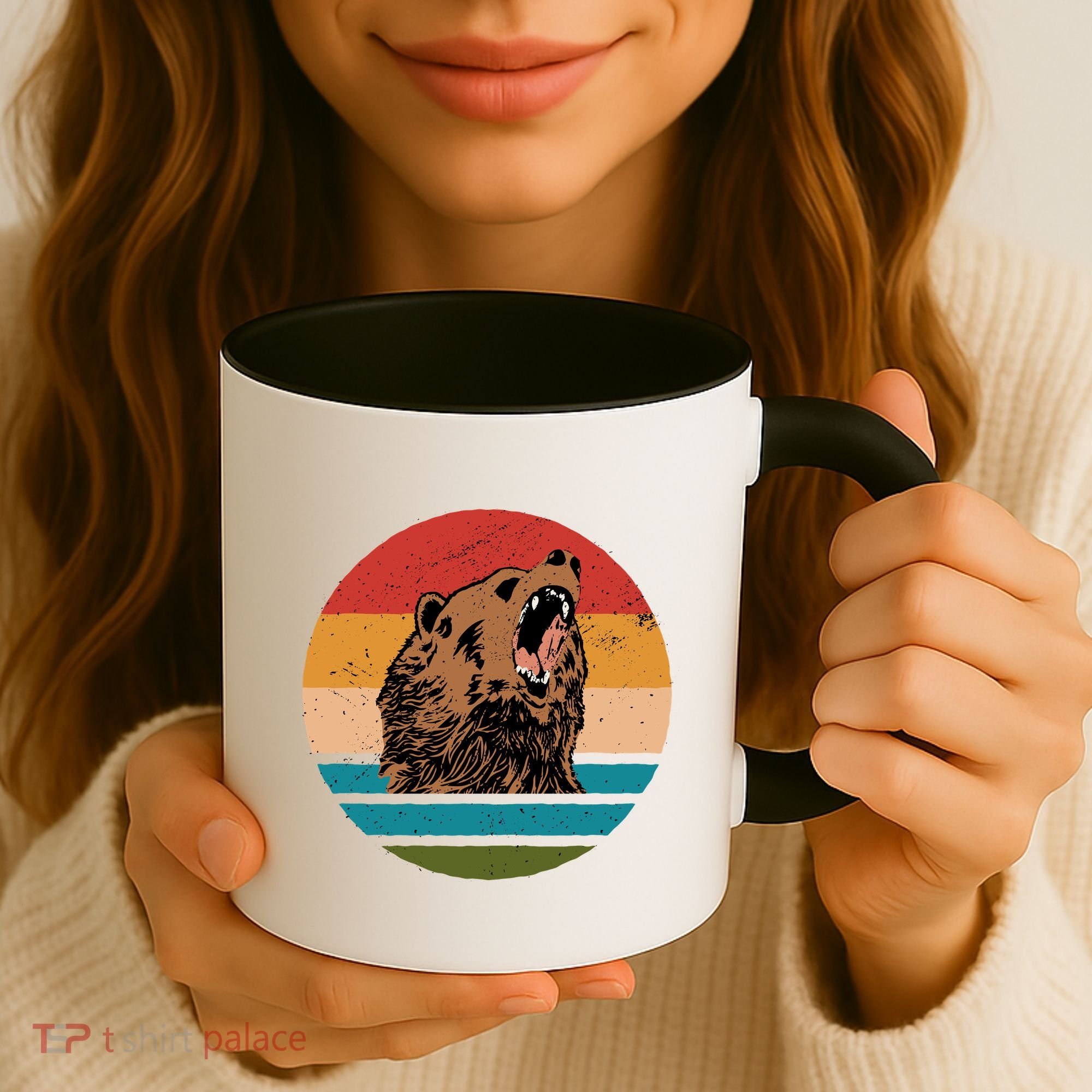 Sunset Retro Wild Bear Coffee Mug