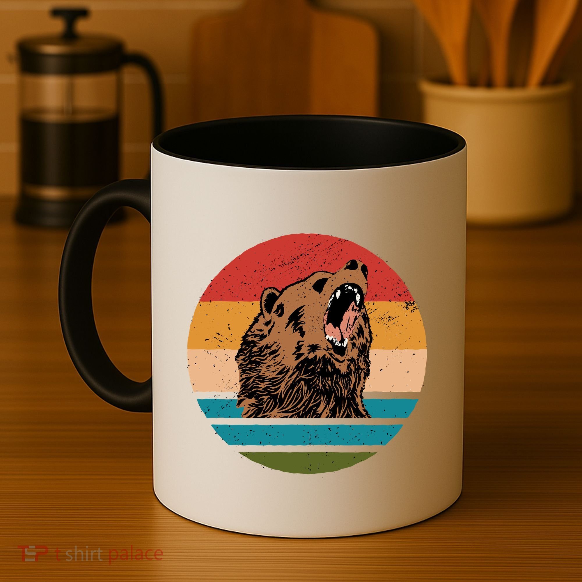 Sunset Retro Wild Bear Coffee Mug