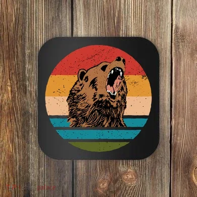 Sunset Retro Wild Bear Coaster