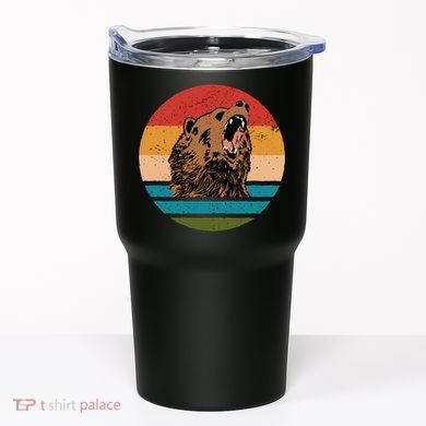 Sunset Retro Wild Bear Tumbler