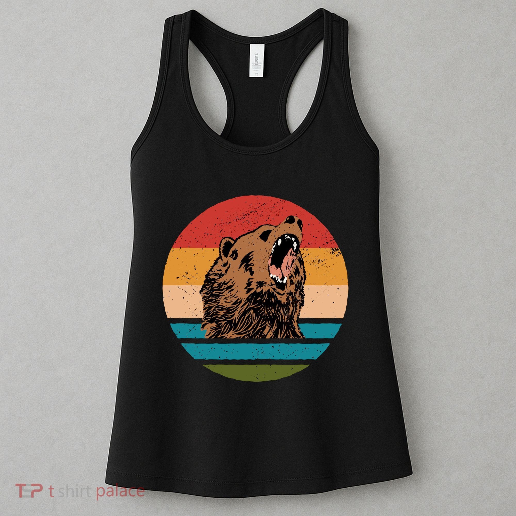 Sunset Retro Wild Bear Women's Tank Top