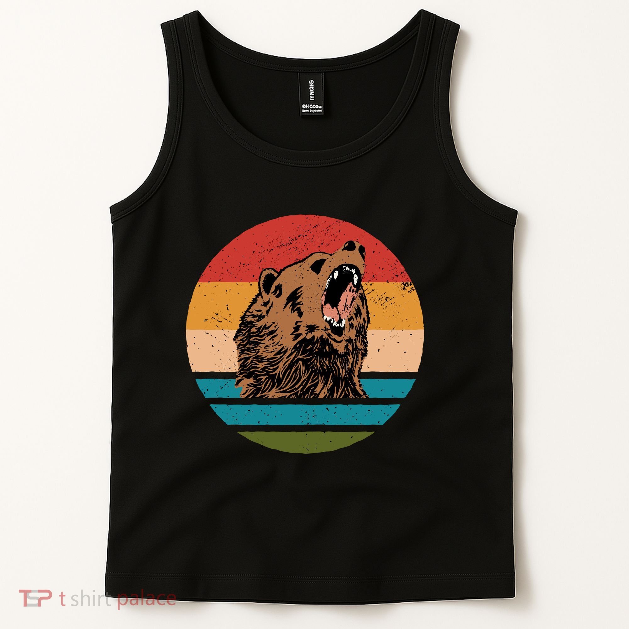 Sunset Retro Wild Bear Tank Top