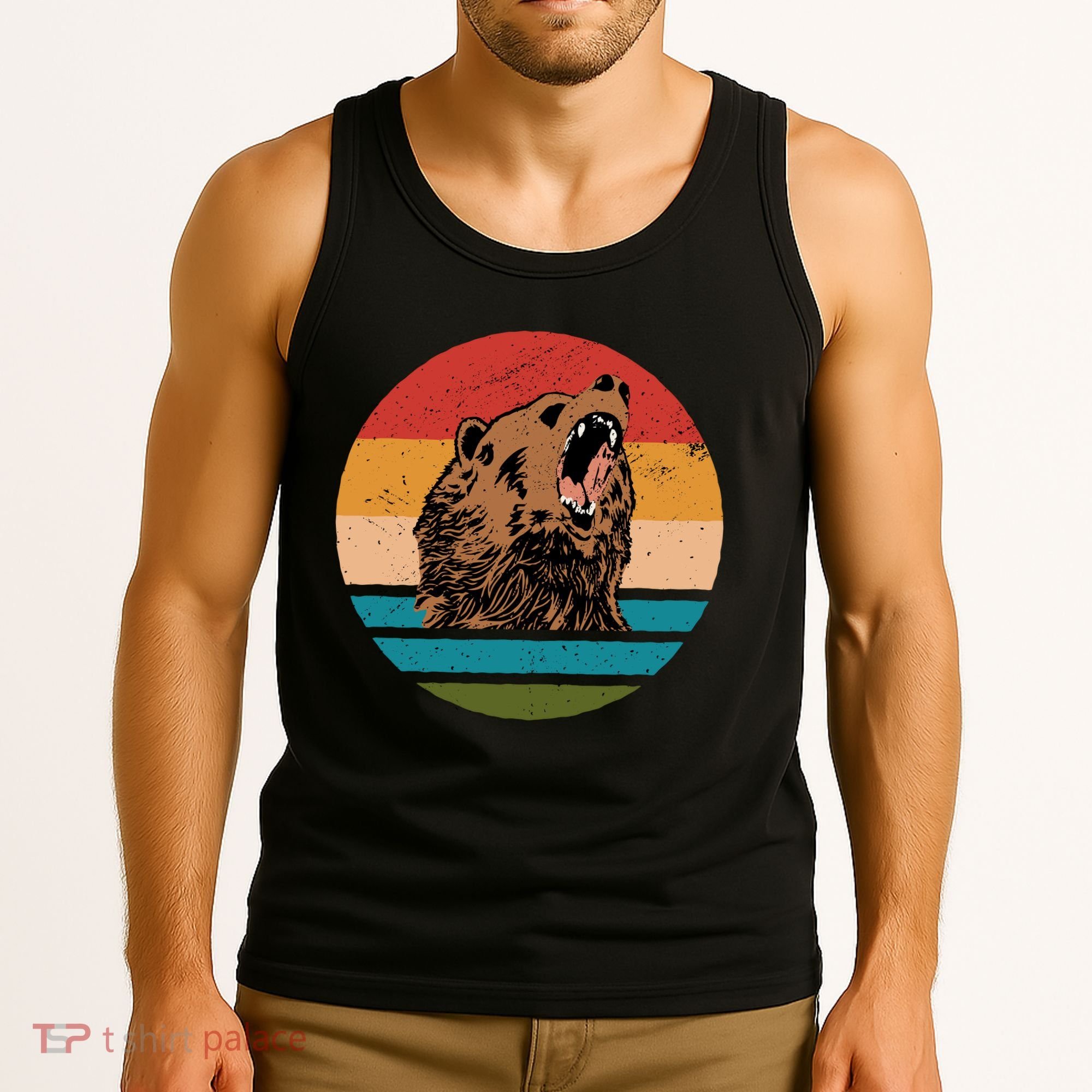 Sunset Retro Wild Bear Tank Top