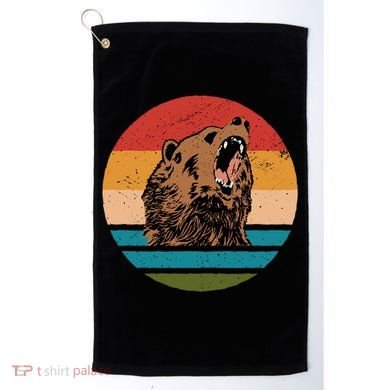 Sunset Retro Wild Bear Golf Towel