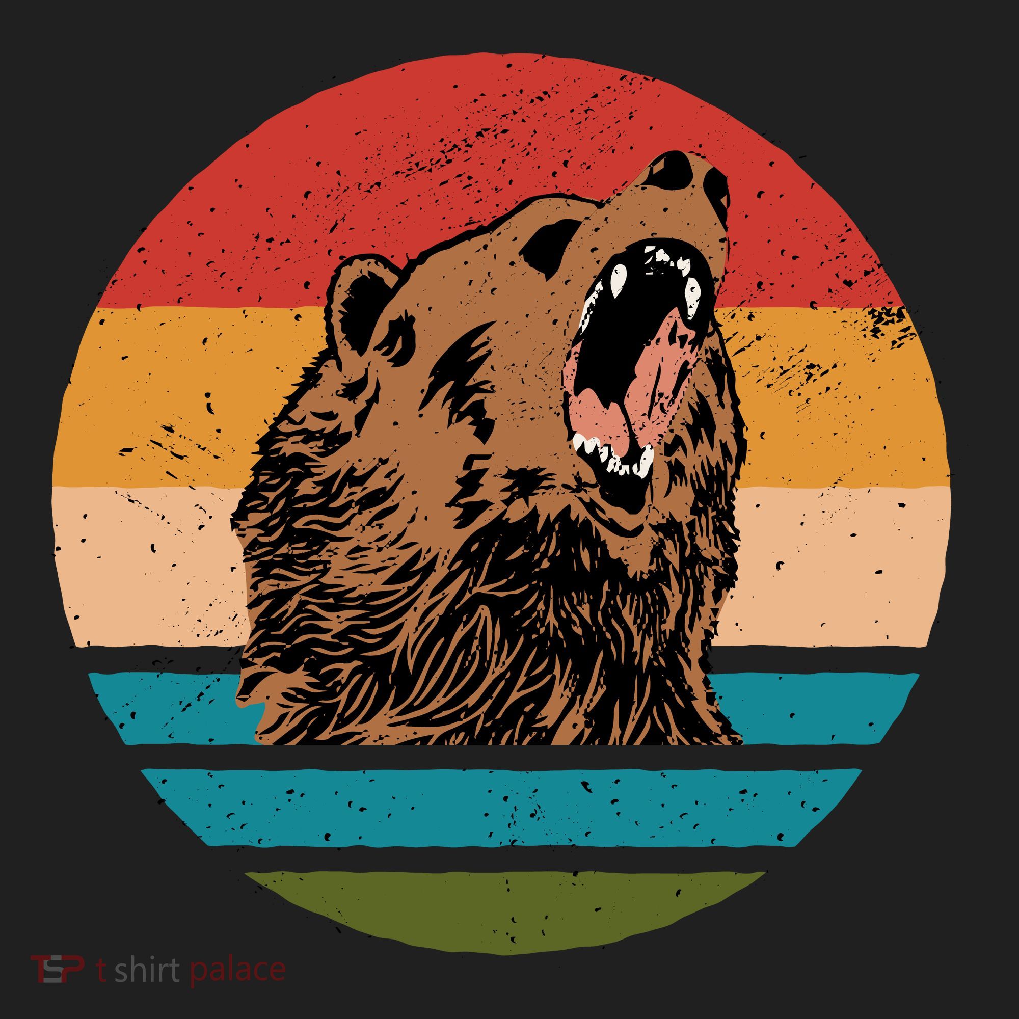 Sunset Retro Wild Bear Golf Towel